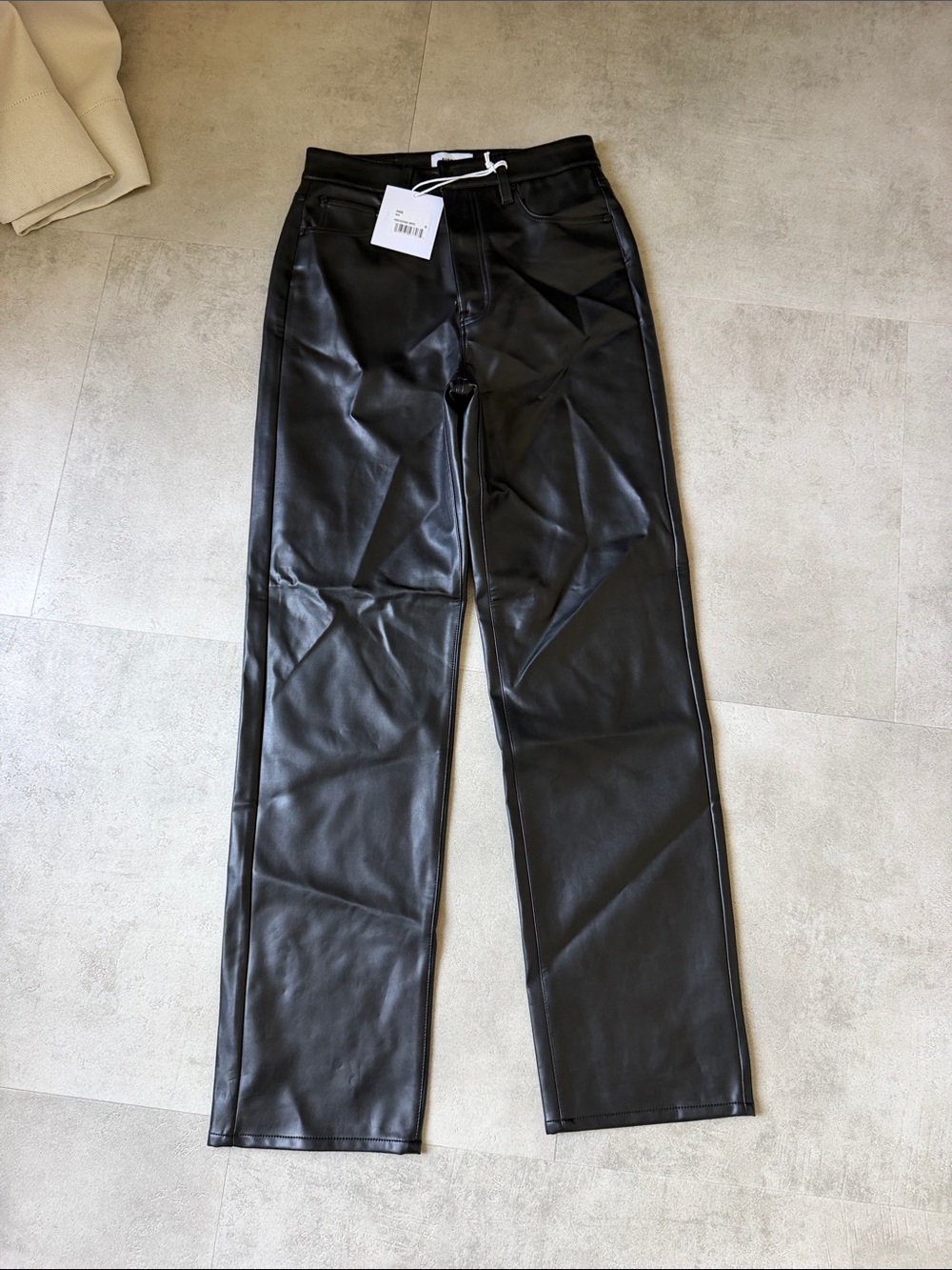pistola Black Faux-Leather Straight Leg Pants